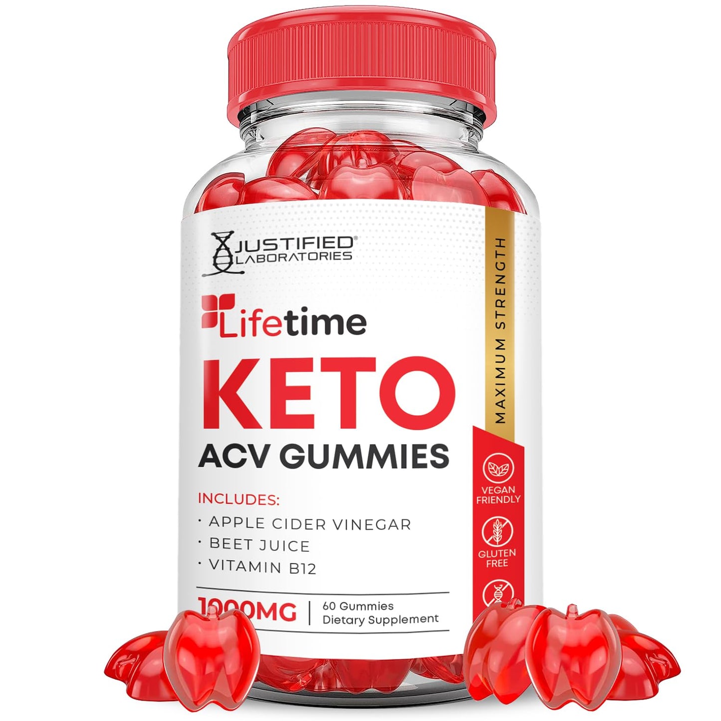Lifetime Keto ACV Gummies Advanced Formula 1000MG Lifetime Keto Gummies Apple Cider Vinegar Formulated with Pomegranate Beet Juice Powder B12 Vegan Non GMO 60 Gummys