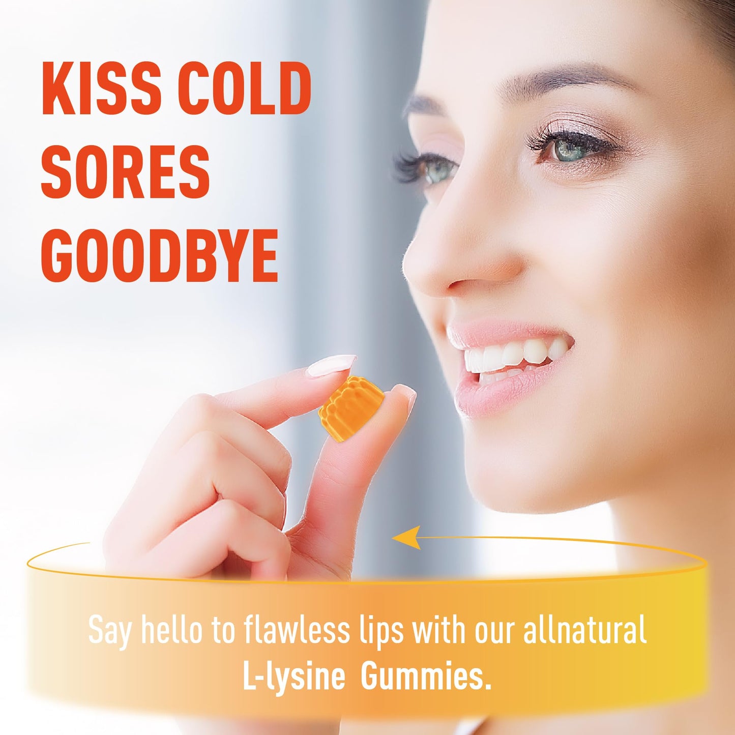 L-Lysine Gummies 1000 mg, Cold Sore Supplement with Immune Support for Lips & Oral, Chewable L Lysine Gummies for Adults & Kids, Boost Immune & Collagen, Non-GMO, Vegan, Gluten Free - 60 Counts