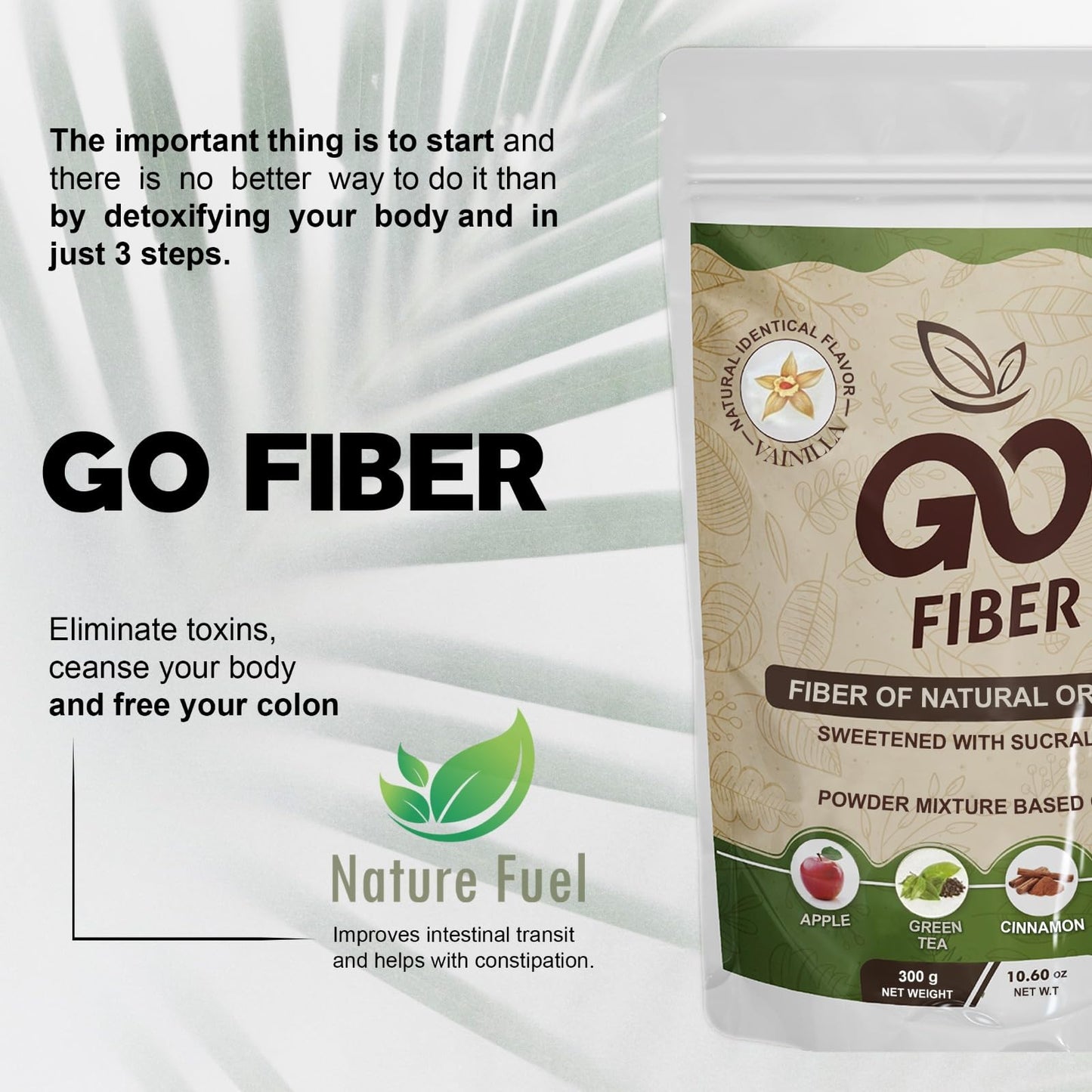 Go Fiber 100% Organic Fiber, Natural Fiber Supplement, Vanilla, 10.6 oz