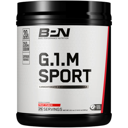 BARE PERFORMANCE NUTRITION, BPN G.1.M Go One More Sport, Endurance Training Fuel, Superior Carbohydrate & Electrolytes Powder Formula, Reduce Fatigue, Fruit Punch, 25 Servings