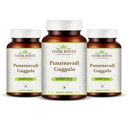 VEDIKROOTS Punarnavadi Guggulu - Supports Kidney and Liver Health | Promotes Fluid Balance and General Wellness | Ayurvedic Herbal Supplement | 180 Tablets