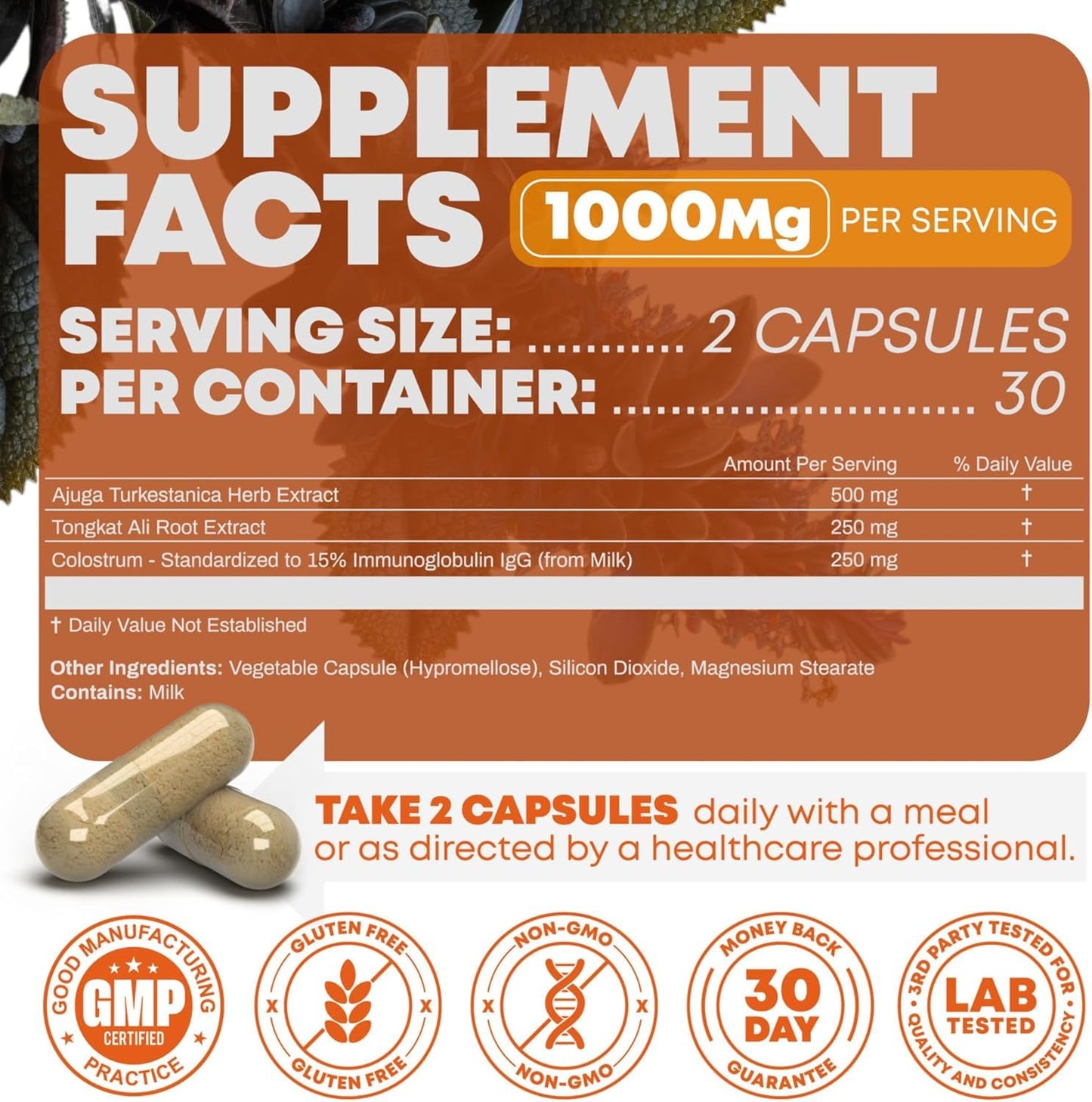 Peak Revival-X Turkesterone & Tongkat Ali 1000mg Supplement - 500mg Ajuga Turkestanica Per Serving Increase Stamina, Lean Muscle Growth & Recovery - Made in The USA (60 Capsules)