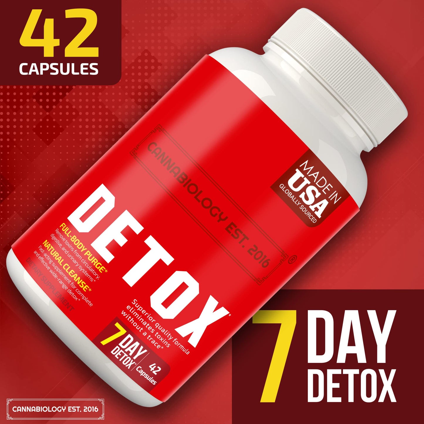 CANNABIOLOGY EST. 2016 Complete Body Cleanse - Natural Detox Body Cleanse Support for Liver, Urinary Tract, Digestive System - Made in USA - Body Detox and Cleanse for Women & Men - 42 Vegan Caps