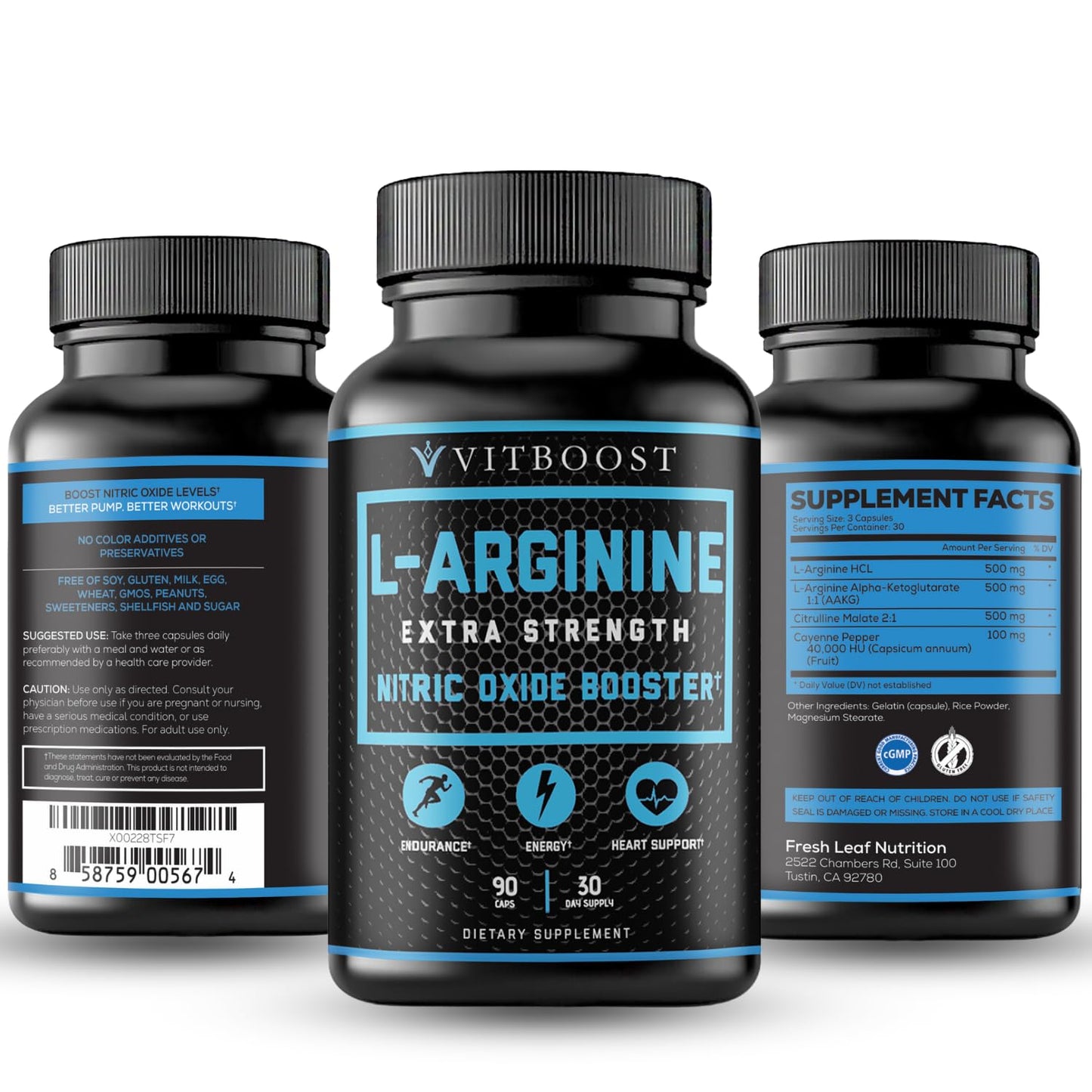 VITBOOST Extra Strength L Arginine Capsule 1500mg - Nitric Oxide Supplements for Stamina, Muscle, Vascularity & Energy - Powerful NO Booster with L-Arginine, L-Citrulline & Essential Amino Acids