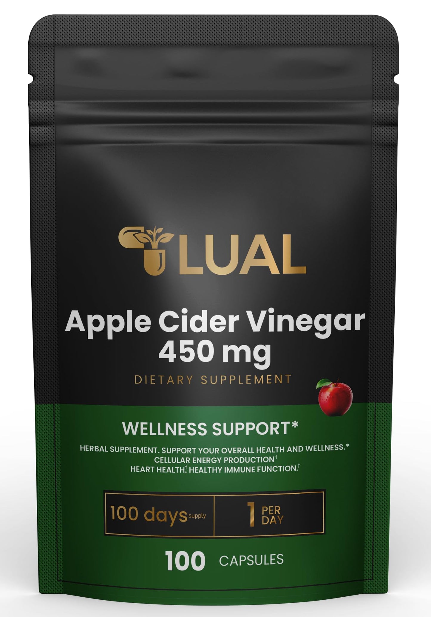 LUAL Apple Cider Vinegar Capsules Apple Cider Vinegar Capsules 450 mg 100 Count