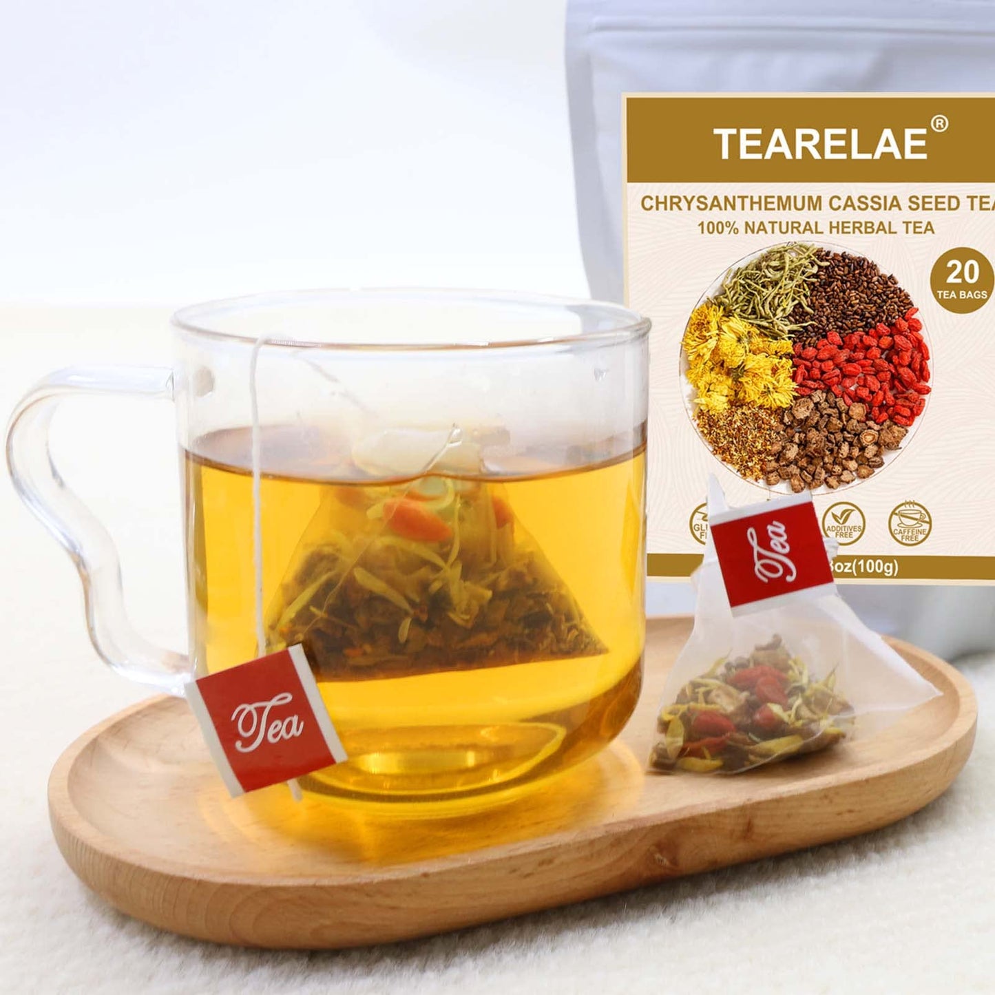 TEARELAE  Chrysanthemum Cassia Seed Tea  5g x 20 Counts  Burdock Root Goji Berry Honeysuckle Osmanthus  Combination Herbal Tea Bags