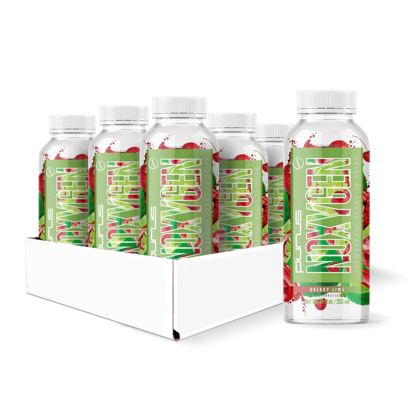 Purus Labs NOXygen Ready To Drink (RTD) Pre-Workout | Pump, Energy, & Performance | 0 Sugars | 6g Citrulline | Pack of 12 (Cherry Lime)