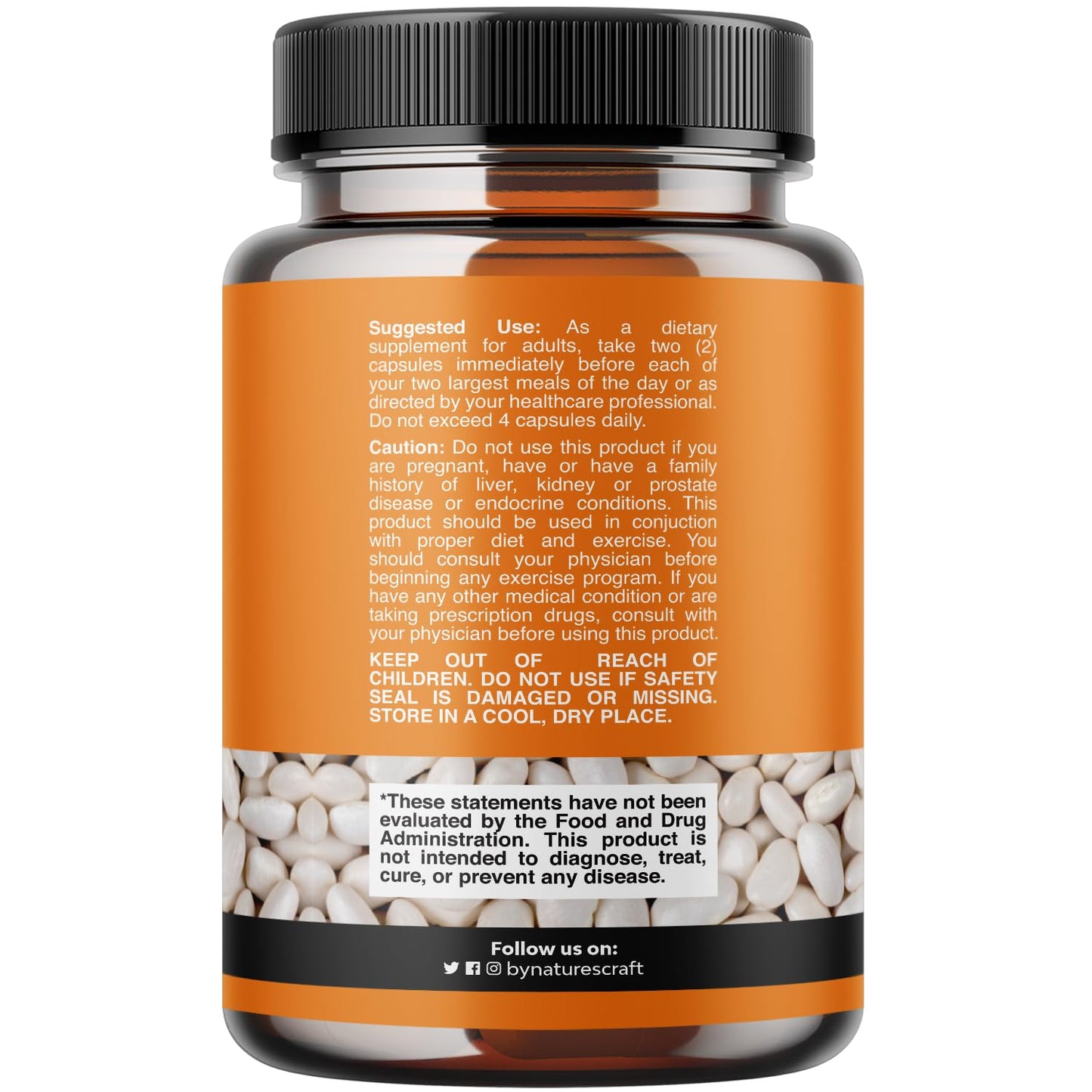 White Kidney Bean Extract Carb Blocker - White Kidney Beans Supplement for Weight Loss & Reduce Calories from Starchy Food - Glucose Support & Carb Control Supplements - 60 Capsules