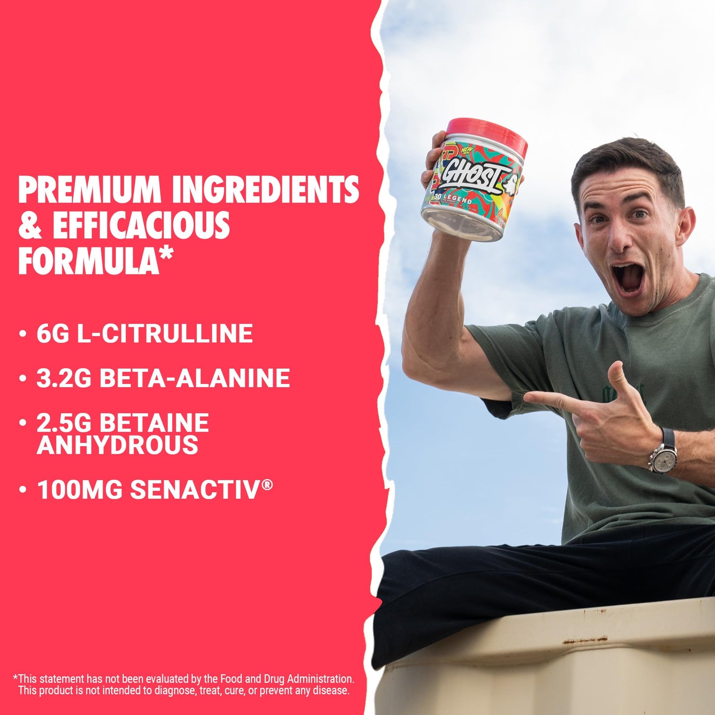 GHOST Legend Pre-Workout Powder, Orange Cream - 30 Servings - Pre-Workout for Men & Women with Choline, L-Citrulline, & Beta Alanine for Energy & Focus