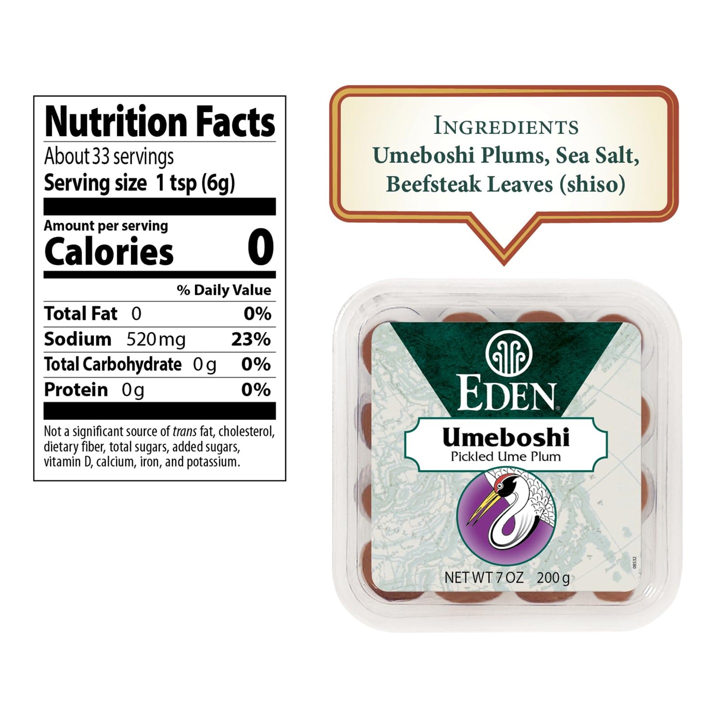 Eden Umeboshi Plum Japanese Pickled Plum Wakayama Grown Whole Traditionally Made in Japan No MSG No Chemical Additives 705 oz
