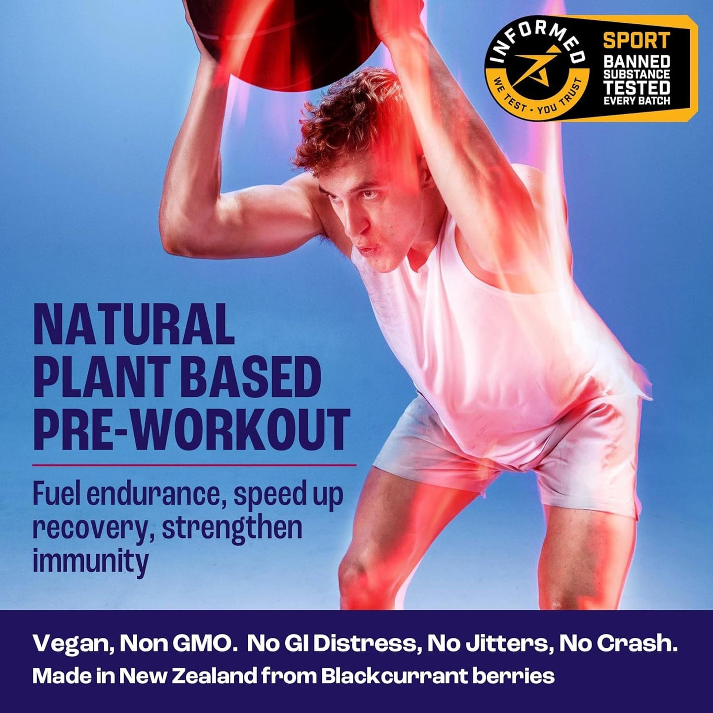 2before Blackcurrant I All Natural Vegan Pre Workout, with 120mg Caffeine I Clean Energy, Endurance, Recovery I Pre Workout Women and Men I 20 Servings Pouch I Informed Sports Certified