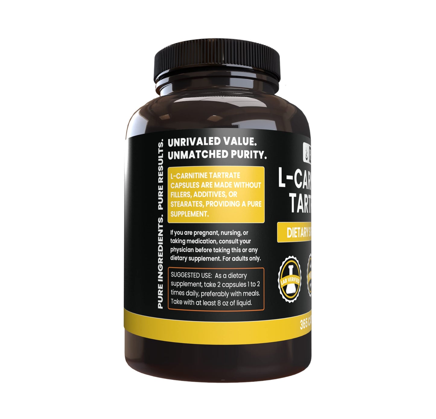 Pure Original Ingredients L-Carnitine Tartrate (365 Capsules) No Magnesium Or Rice Fillers, Always Pure, Lab Verified