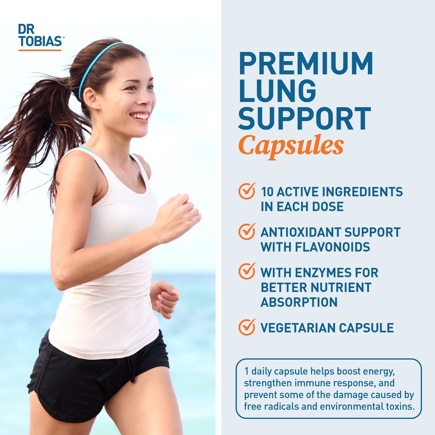 Dr. Tobias Lung Health Supplement with Vitamin C, Butterbur, Quercetin & Bromelain, Advanced Lung Cleanse Detox Formula for Bronchial & Respiratory System, Non-GMO, 120 Capsules, 120 Servings