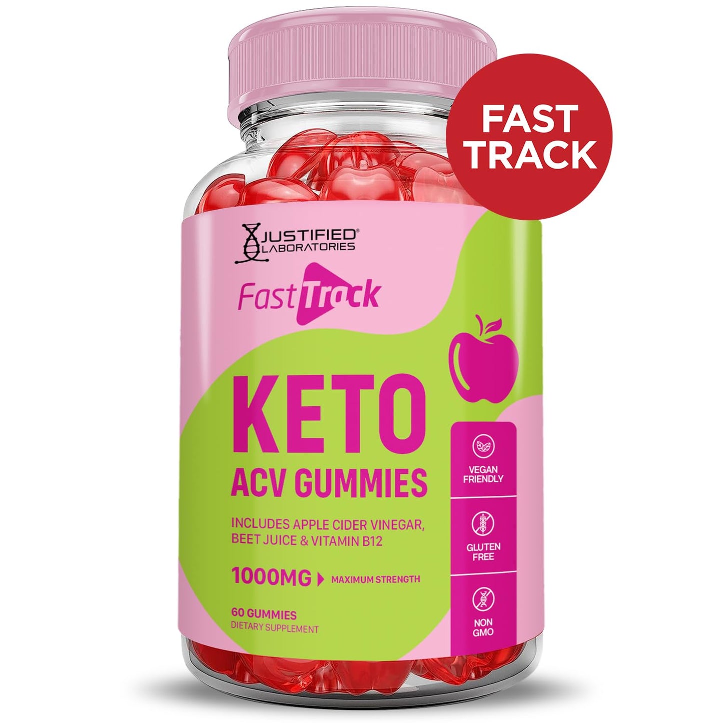 Fast Track Keto ACV Gummies Advanced Formula 1000MG Fasttrack Keto Gummies Apple Cider Vinegar Formulated with Pomegranate Beet Juice Powder B12 Vegan Non GMO 60 Gummys