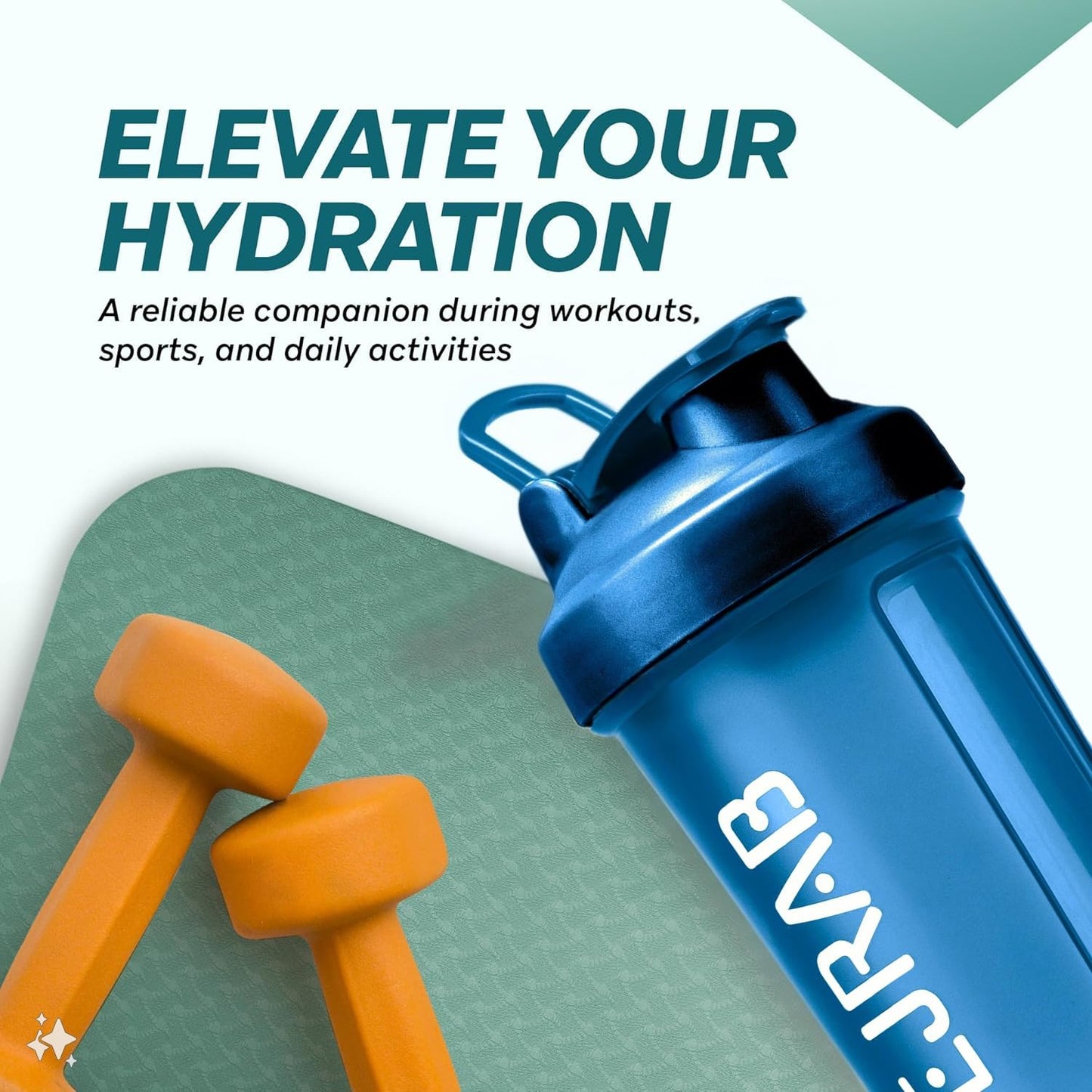 NEJRAB Protein Shaker Bottle - Sports Blender Bottles for Protein Mixes and Shakes - 28 Oz, Leak-Proof, shaker cups for protein shakes - Gym, Fitness, Pre-workout (Blue), NJB 28-Oz, Medium