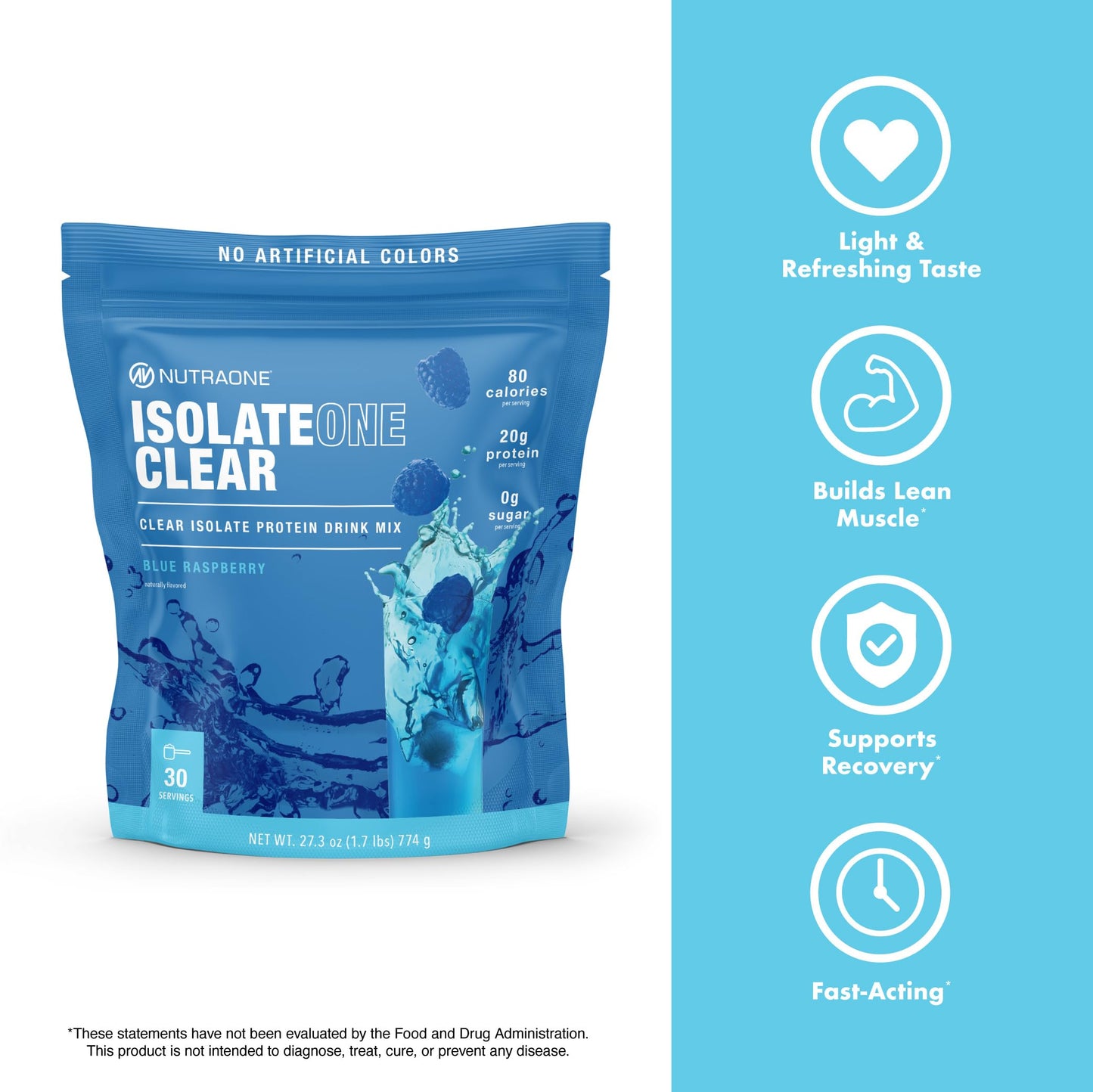 NutraOne Clear Whey Protein Powder Drink Mix, Naturally Flavored, Clear Protein Drink, 20g of Protein, Zero Sugar (Pineapple Mango - 30 Servings)