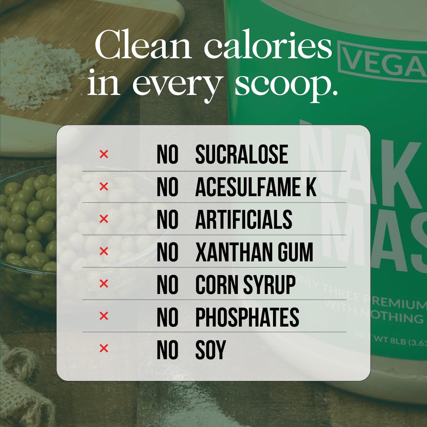 Naked Vegan Mass - Double Chocolate Weight Gainer - 1,260 Calories, 50G Protein, Nothing Artificial, All Natural Weight Gainer Protein Powder, GMO Free, Gluten Free & Soy Free - 8LB Bulk - 11 Servings