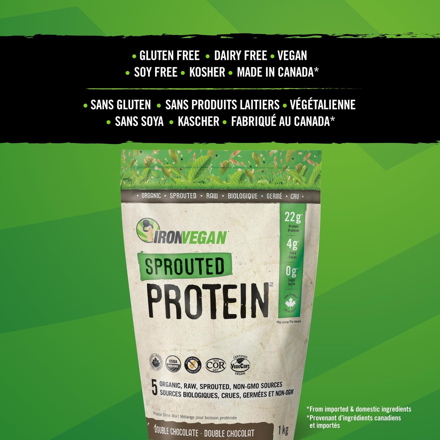 IRONVEGAN Sprouted Protein Athletes Blend Choc, 1000 GR