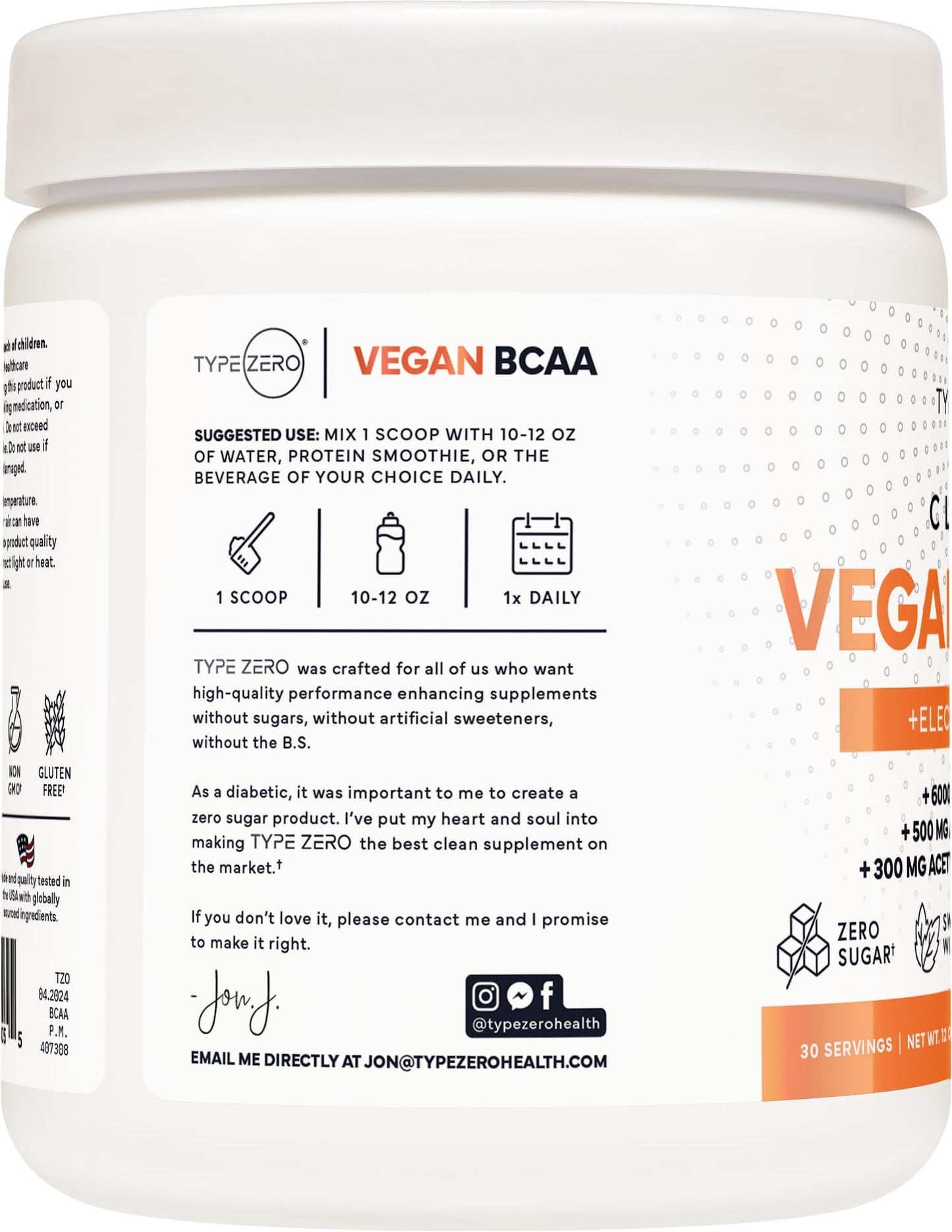 Ultra Clean Vegan BCAA Powder + Electrolytes (Peach Mango | 6G) 2:1:1 Sugar-Free/No Sucralose BCAAs Amino Acids Supplement for Women/Men - Best BCAA Vegan Amino Acids After Post Workout Recovery Drink