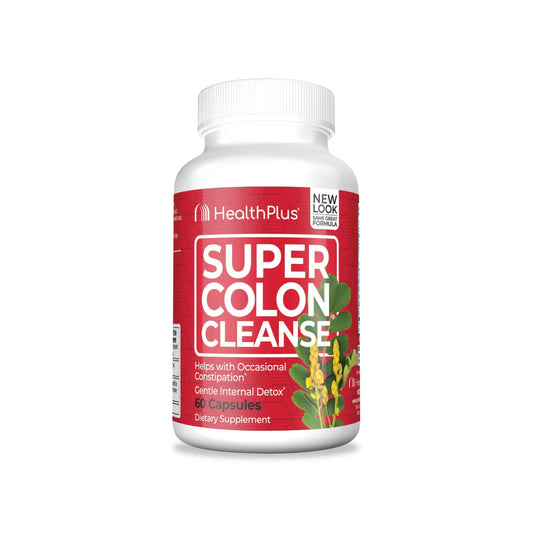Health Plus Super Colon Cleanse 15 Day Supply of Gentle Gut Cleanse Detox, Psyllium Husk, Probiotics for Constipation Relief & Digestive Support, 60 Capsules