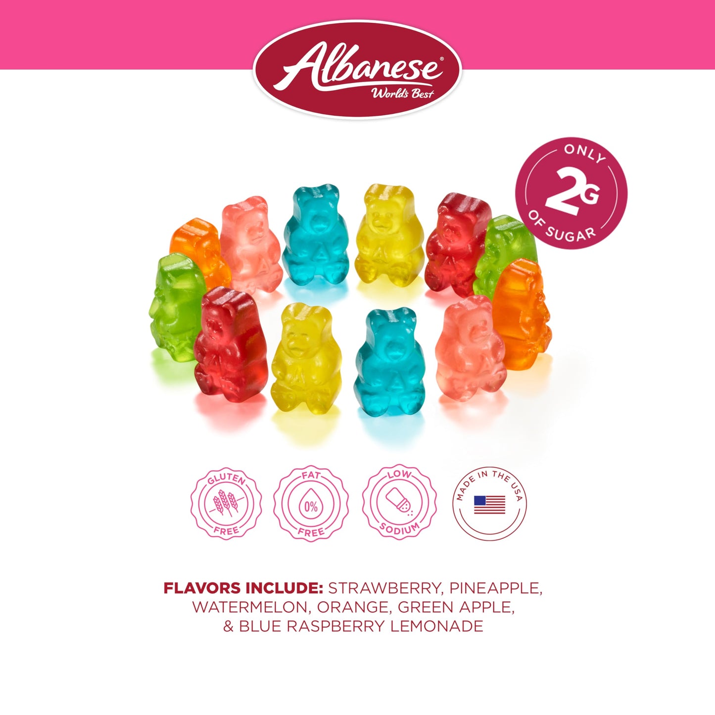 Albanese Worlds Best Lower Sugar Gluten Free Gummi Bears 176oz Bag of Candy Pack of 12