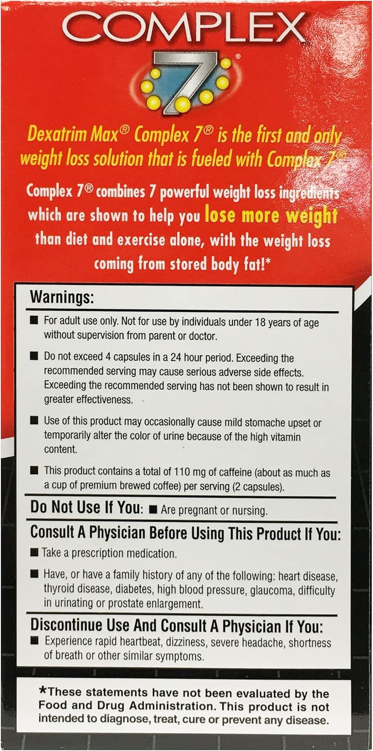 Dexatrim Max Complex-7 | Lose Weight & Burn Fat w/Seven Healthy Ingredients Designed to Boost Energy & Reduce Hunger, Packed by Ilios, 60 Capsules, 3 Pack