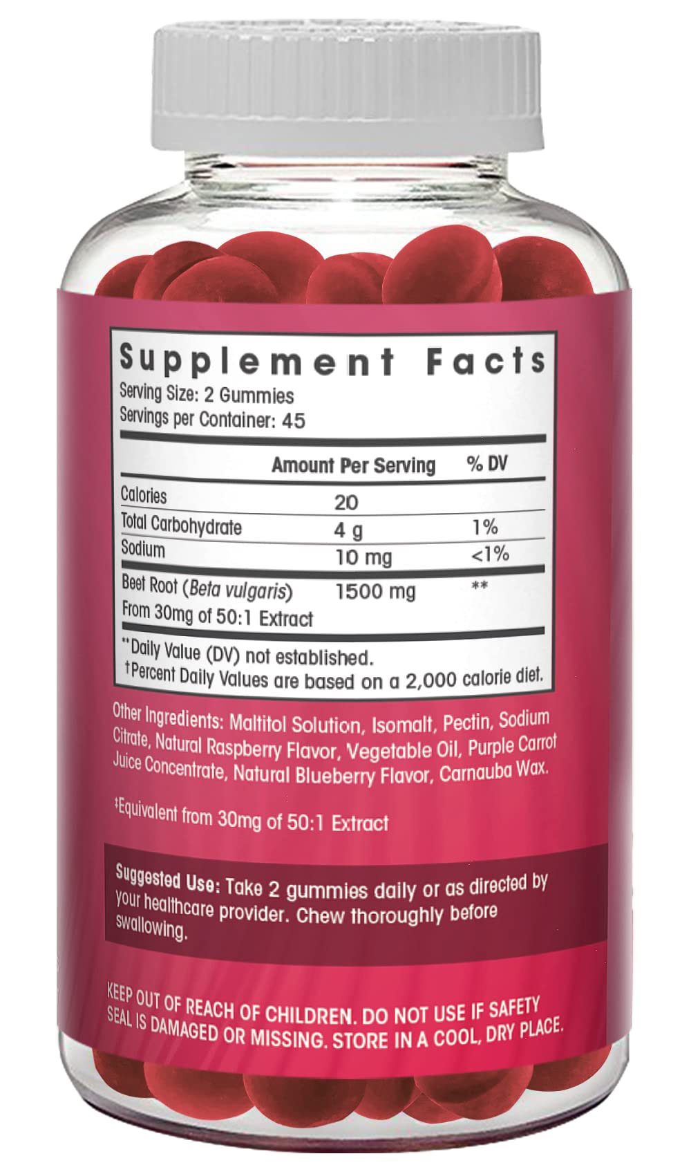 Flamingo Supplements Sugar Free Nitric Oxide Beet Root Gummies - Beet Root Chewables for Athletic Performance, Nitric Oxide Booster, Energy, Blood Flow and Circulation - 90 Beets Root Gummy Chews.