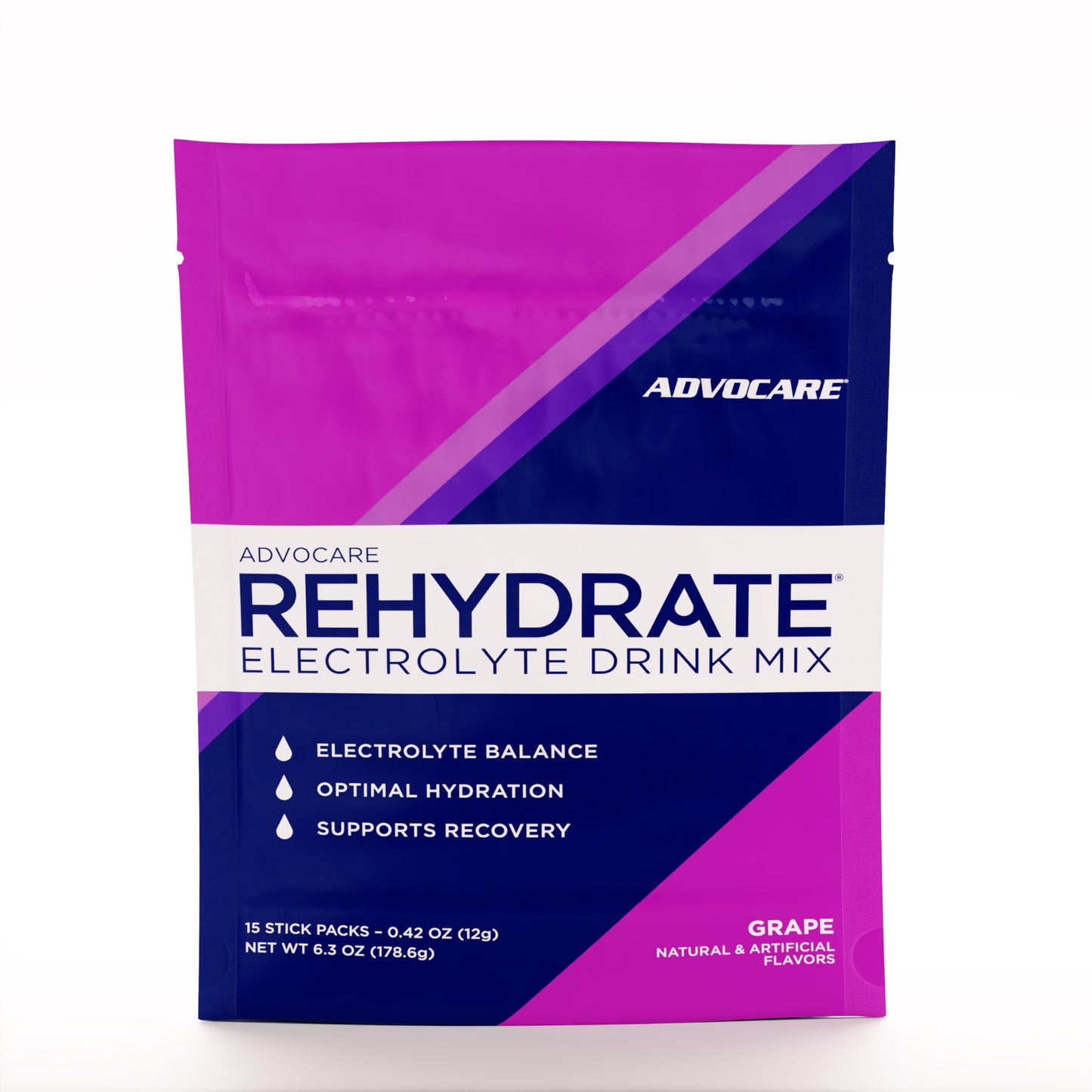 AdvoCare Rehydrate Electrolyte Drink Mix - Electrolytes Powder Packets - Drink Mix Packets - Essential Amino Acids Supplement - Powdered Drink Mix for Water - Grape - 15 Hydration Packets