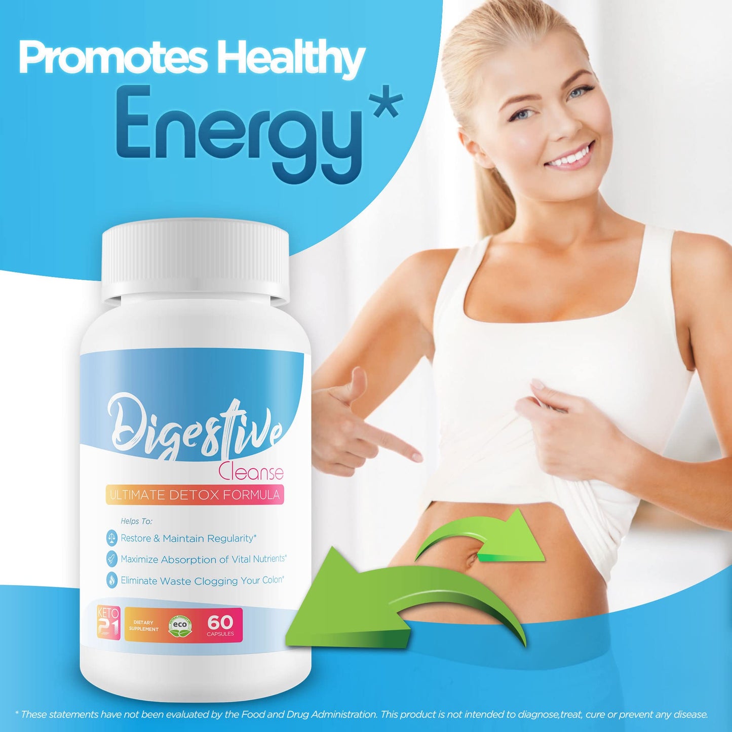 Digestive Cleanse - Ultimate Detox Formula - Restore and Maintain Regularity - Maximize Absorption of Vital Nutrients - Eliminate Waste Clogging Your Colon - Clear the way for the body to expel Toxins