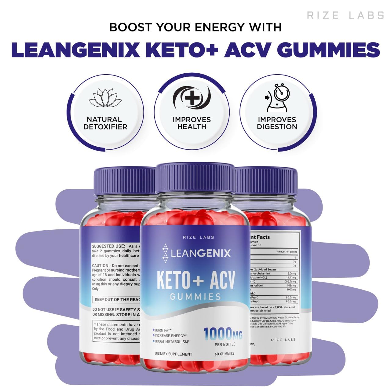 rize labs Leangenix Keto + ACV Gummies for Advanced Weight Loss, to Burn Fat and Use as Main Source of Energy, Leangenix Gomitas, Supplement Review (60 Gummies)