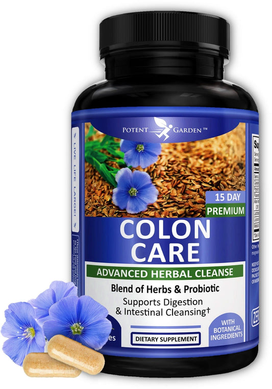 Potent Garden Colon Cleanse & Detox 15 Day Cleanse for Regularity and Healthy Digestion Support with Fiber, Herbs & Probiotics for Gut Health & Energy Support, Easy and Effective 30 Caps