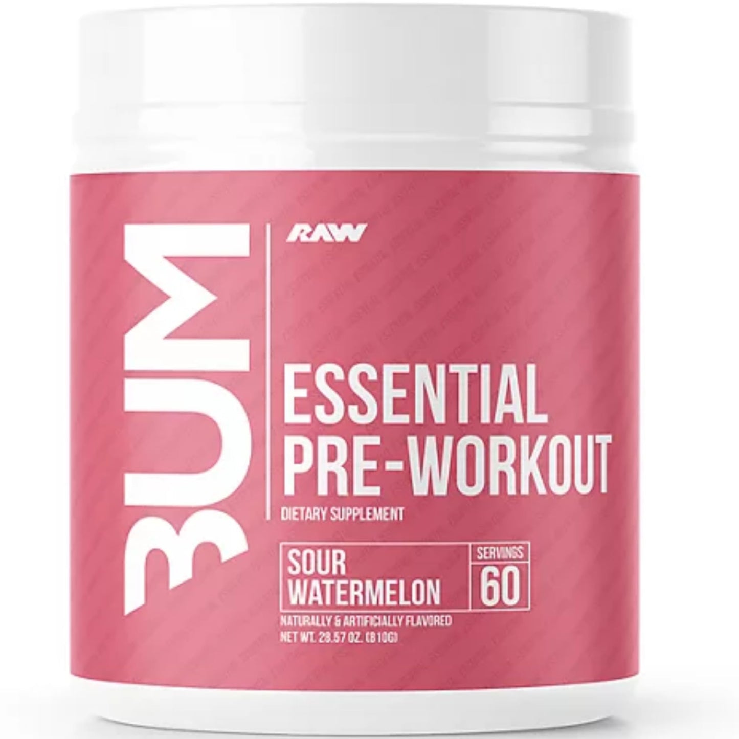RAW Essential Pre-Workout Powder - CBUM Formula | Energy Drink for Men & Women, Muscle Pump, Focus, Stamina, Strength, Endurance & Performance Booster | Sour Watermelon Flavor, 1.79 lbs