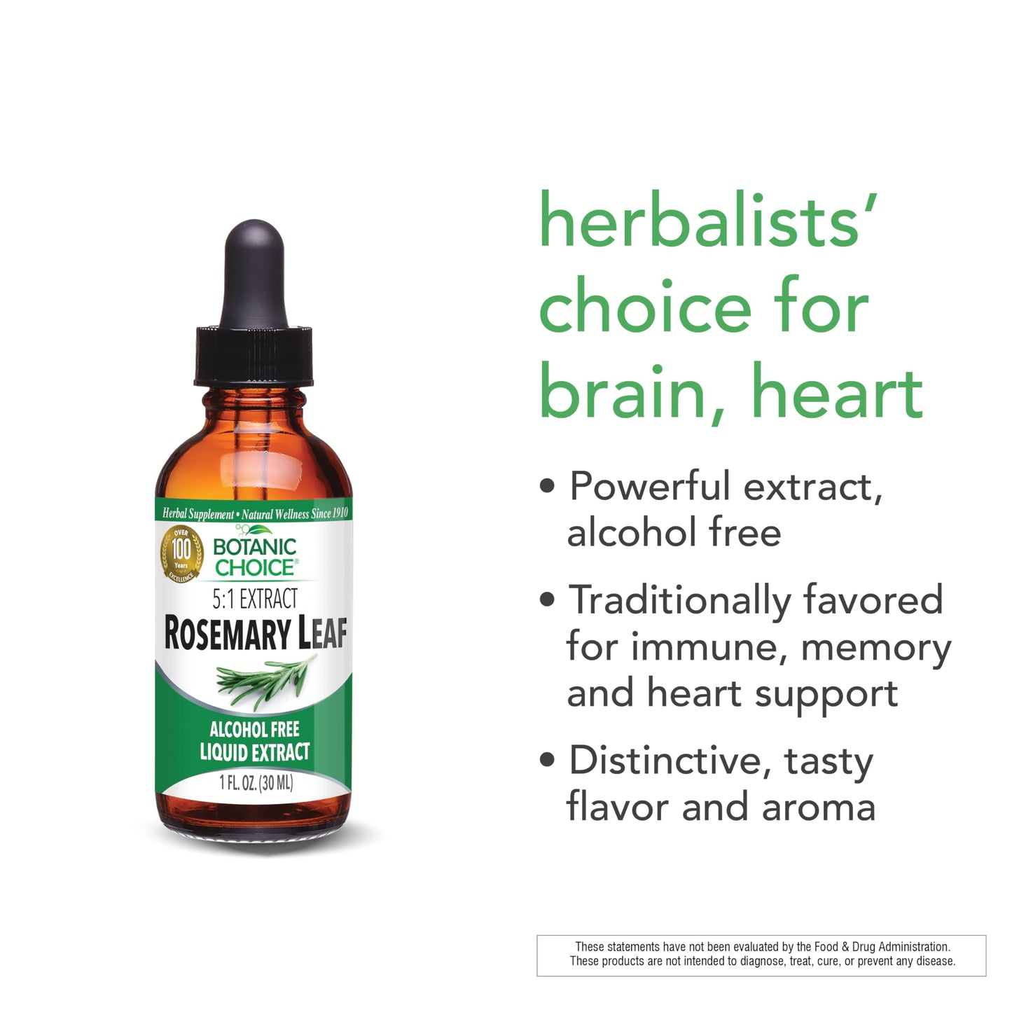 Botanic Choice - Rosemary Leaf Liquid Extract - Alcohol Free, Gluten Free - Fast Acting Supplement Drops - Easy to Use Dropper - 1 Fluid Ounce