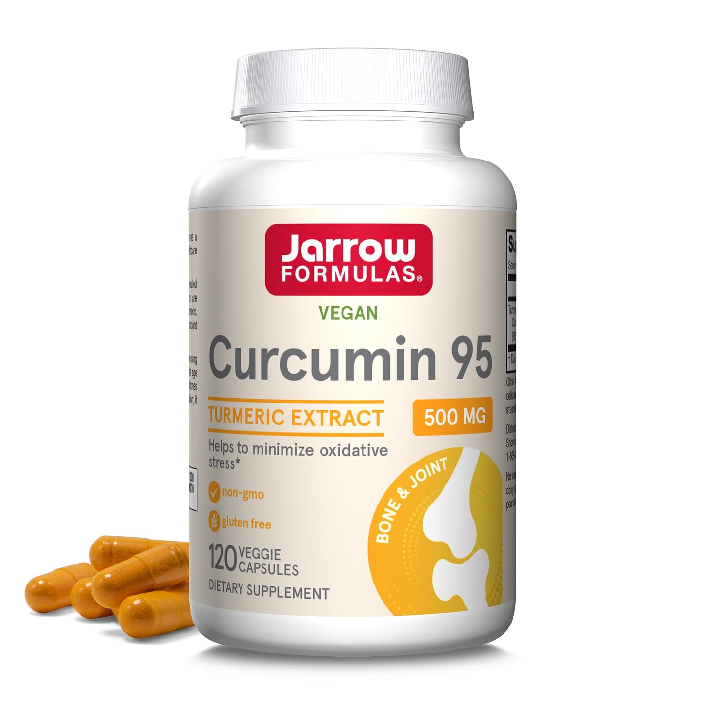 Jarrow Formulas Turmeric Curcumin Supplement - Curcumin 95, Turmeric Supplements, 500 mg for Antioxidant & Joint Support, 120 Capsules