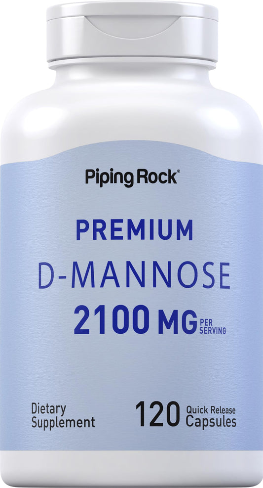 Piping Rock D-Mannose Capsules | 2100 mg | 120 Pills | Premium Dietary Supplement | Non-GMO, Gluten Free