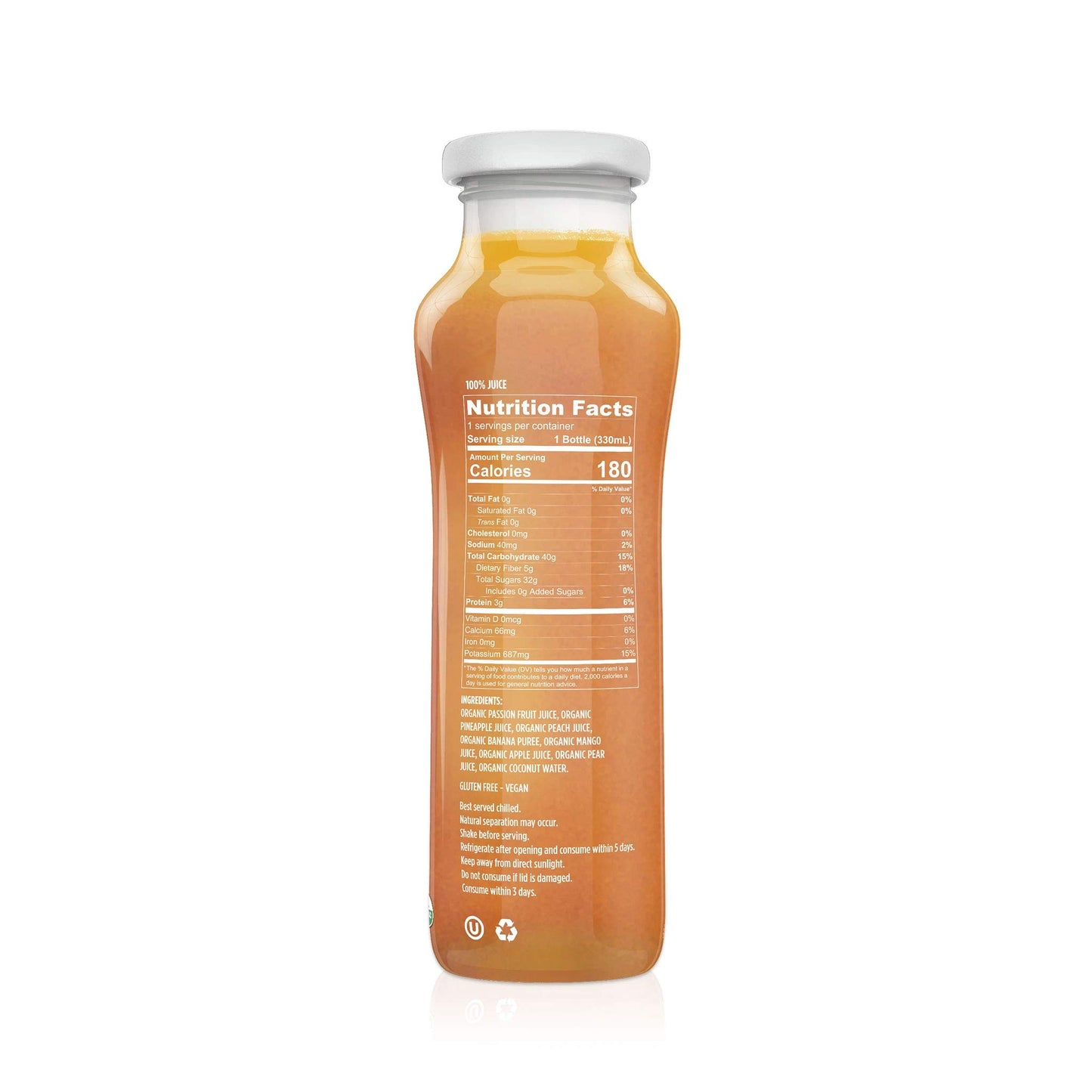 AllWellO Organic Cold Pressed Juice Drinks with Real Fruits and Vegetables Gluten Free NonGMO Healthy Juices No Preservatives No Sugar Added Tropical Escape 6 Pack