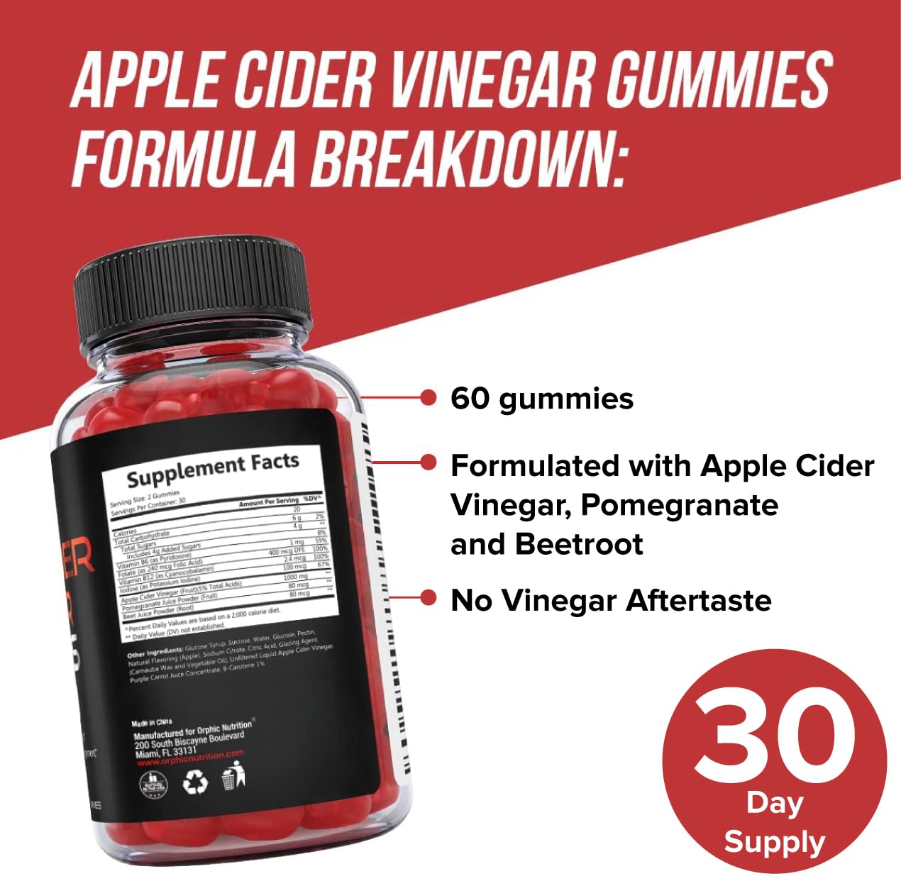 Apple Cider Vinegar Gummies - 1000mg - Formulated to Support Normal Energy Levels & Gut Health - Supports Digestion, Detox & Cleansing - ACV Gummies W/VIT B12, Beetroot (120 Gummies)