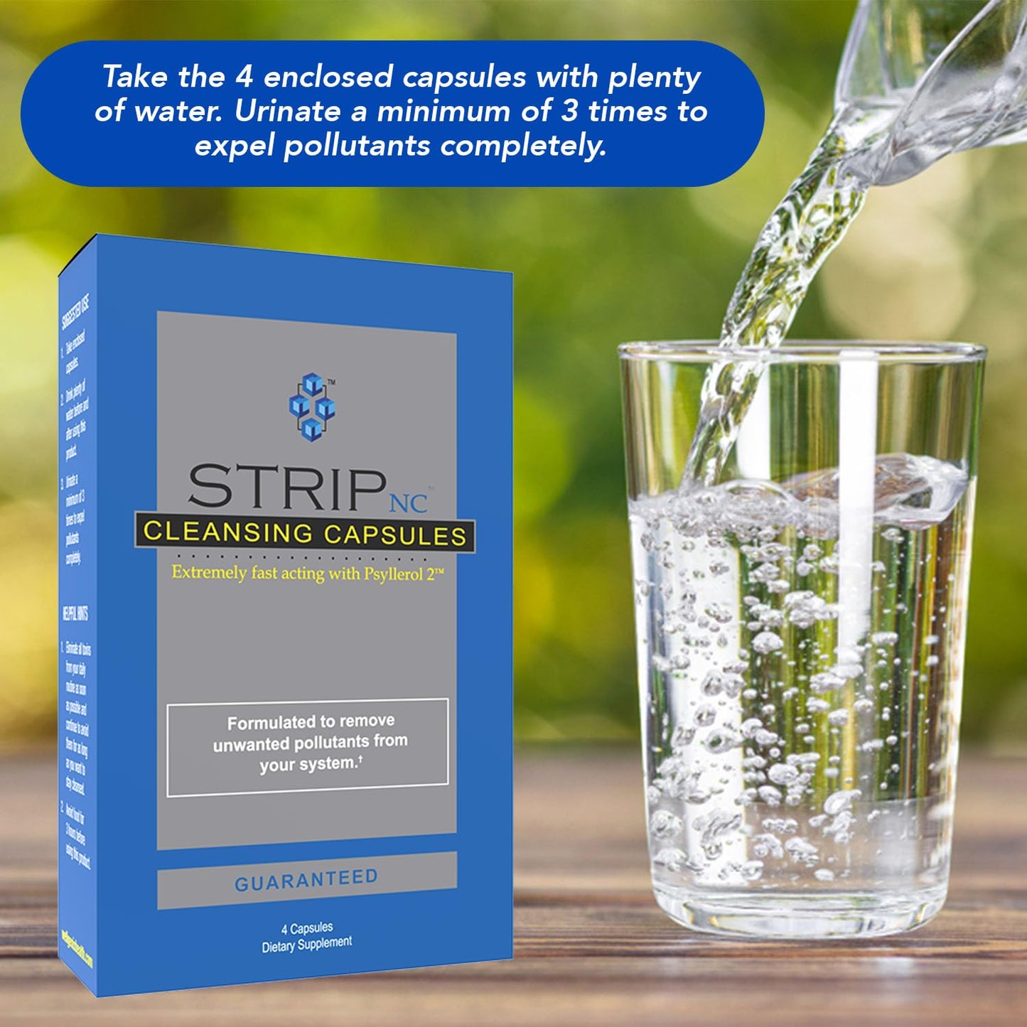 Wellgenix Strip NC Herbal Cleanse Detox Capsules - Extra Strength Cleansing - One Day Quick Flush - 4 Capsules (2 Pack)