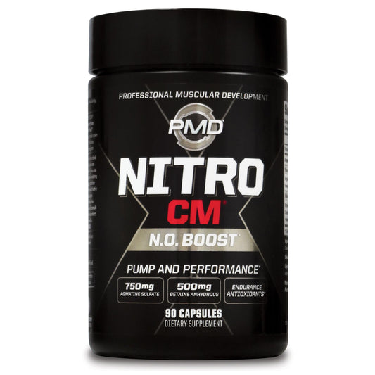 PMD Sports Nitro cm - Nitric Oxide with Agmatine Pre Workout Supplement - Muscle Growth Pre Workout with L Arginine - Endurance Boost for Hardcore Exercise, Training, and Bodybuilding - 90 Capsules