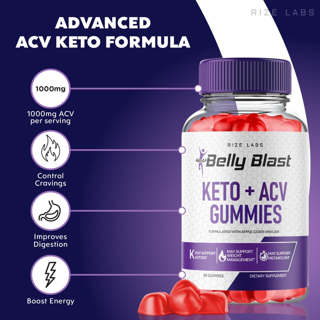 rize labs (Pack of 2 Belly Blast Keto + ACV Gummies, Belly Blaster Weight Loss Gummies, Keto ACV Gummies Reviews, Keto + ACV Gummies Gomitas (120 Gummies)