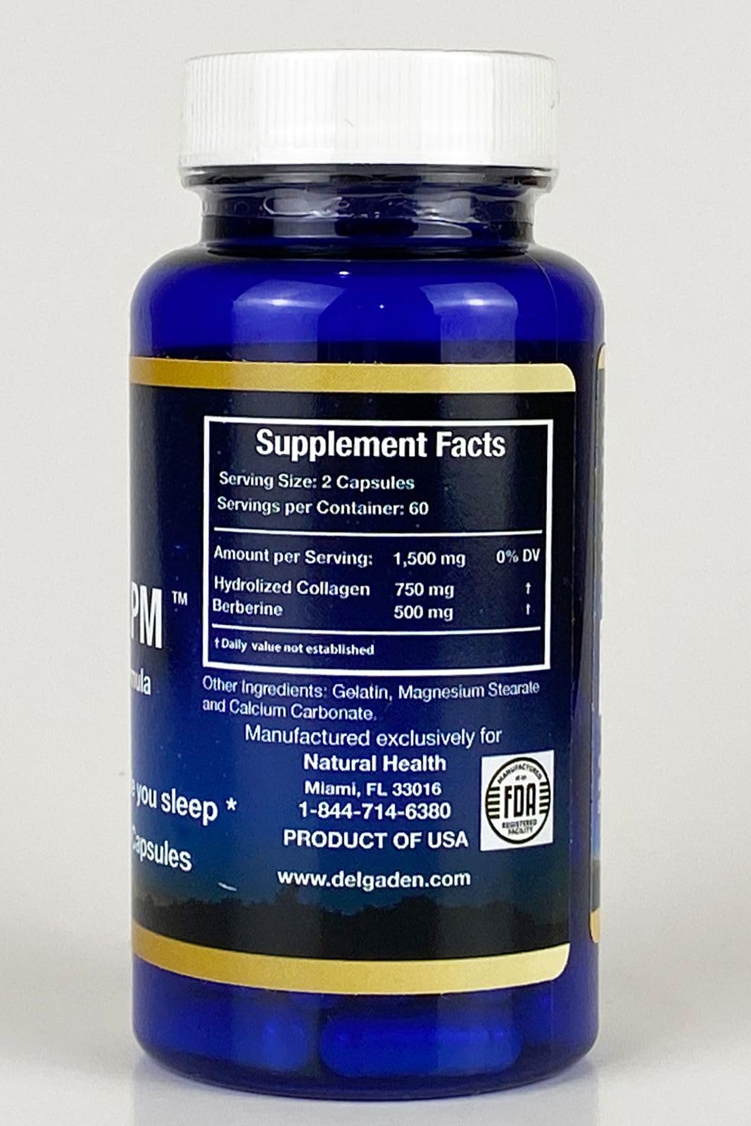 Delgaden PM - Suplemento para Weight Loss Supplement While You Sleep - with Hydrolyzed Collagen and Berberine (60 softgels)