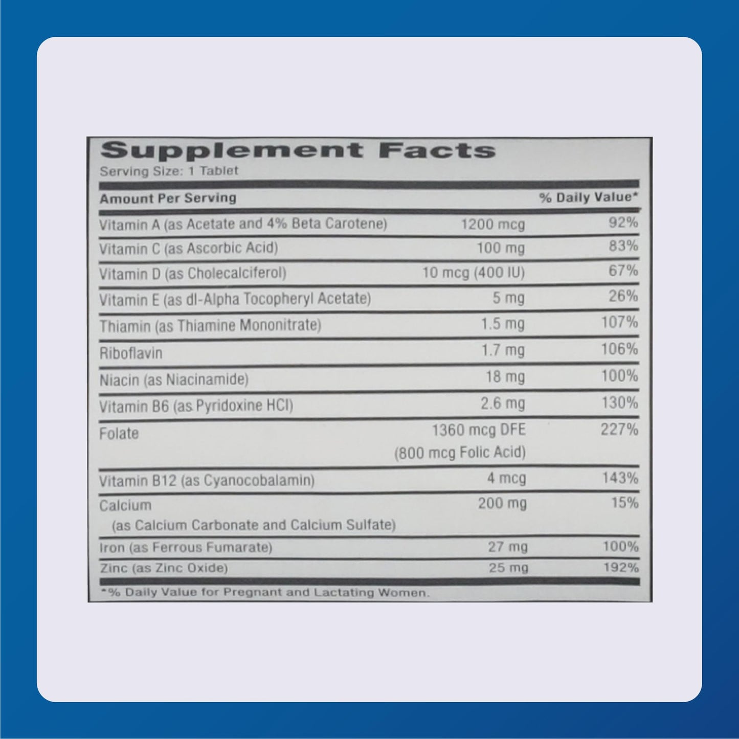 Major Prenatal Tablets for Pregnant and Lactating Women - Dietary Supplement - 100 Tablets