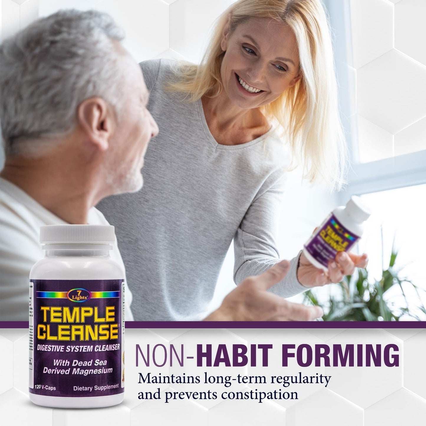 Temple Cleanse 120 Capsules | Oxygen & Dead Sea Magnesium Colon Cleanse Detox, Fast-Acting Constipation Relief, No Gas/Bloating, Vegan Gluten-Free Digestive Cleanse, Gentle on Stomach for Women & Men