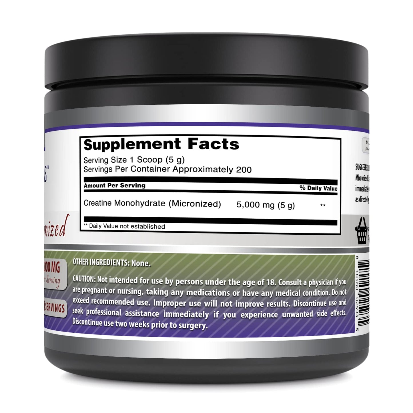 Amazing Formulas Micronized Creatine Monohydrate Supplement | 5000 Mg | Non-GMO | Gluten Free | Made in USA (2.2 Lb, Unflavored)