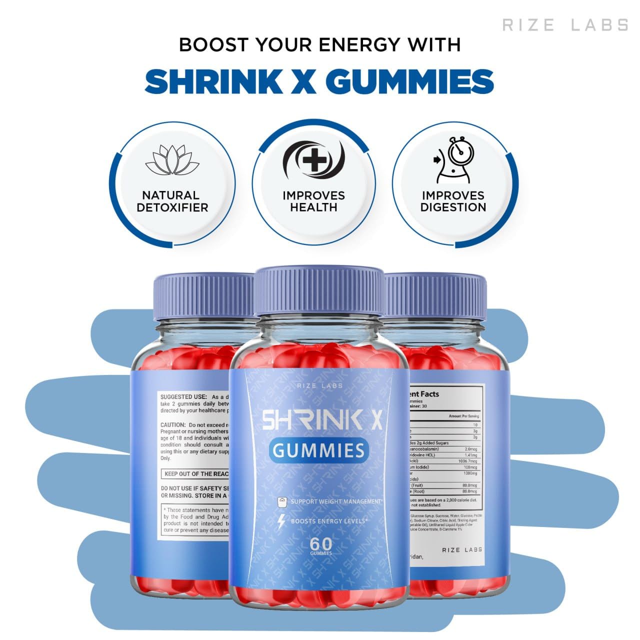 rize labs Shrink X - Shrink X Gummies Weight Loss, Shrink X Keto ACV Supplement, Keto + ACV Gummy, Shrink X Maximum Strength Belly Fat Gomitas, ShrinkX Gummy Bears Reviews (60 Gummies)