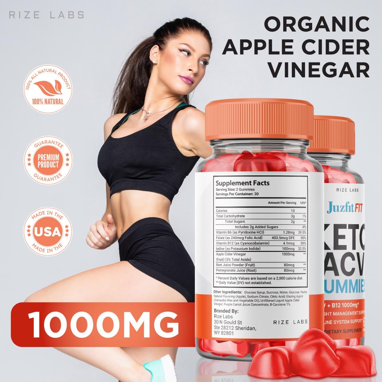 rize labs - Juzfit FIT Keto ACV Gummies for Advanced Weight Loss with Apple Cider Vinegar, Supplement for Belly Fat & Extra Strength (180 Gummies)