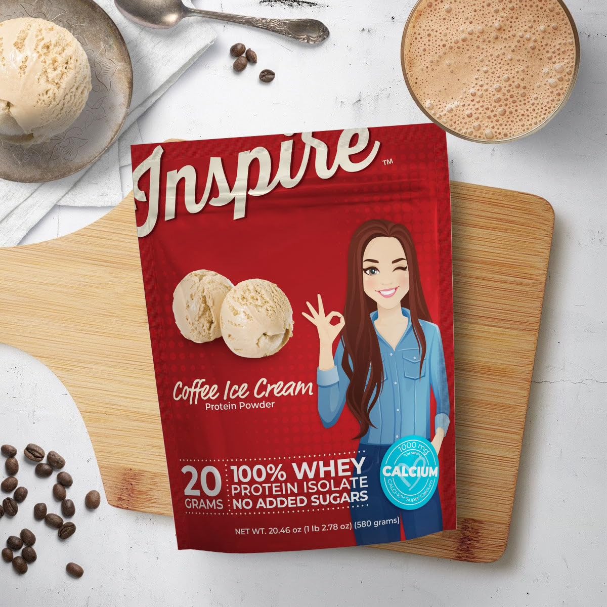 Bariatric Eating Inspire Coffee Ice Cream Whey Protein Isolate Powder (20 Servings)