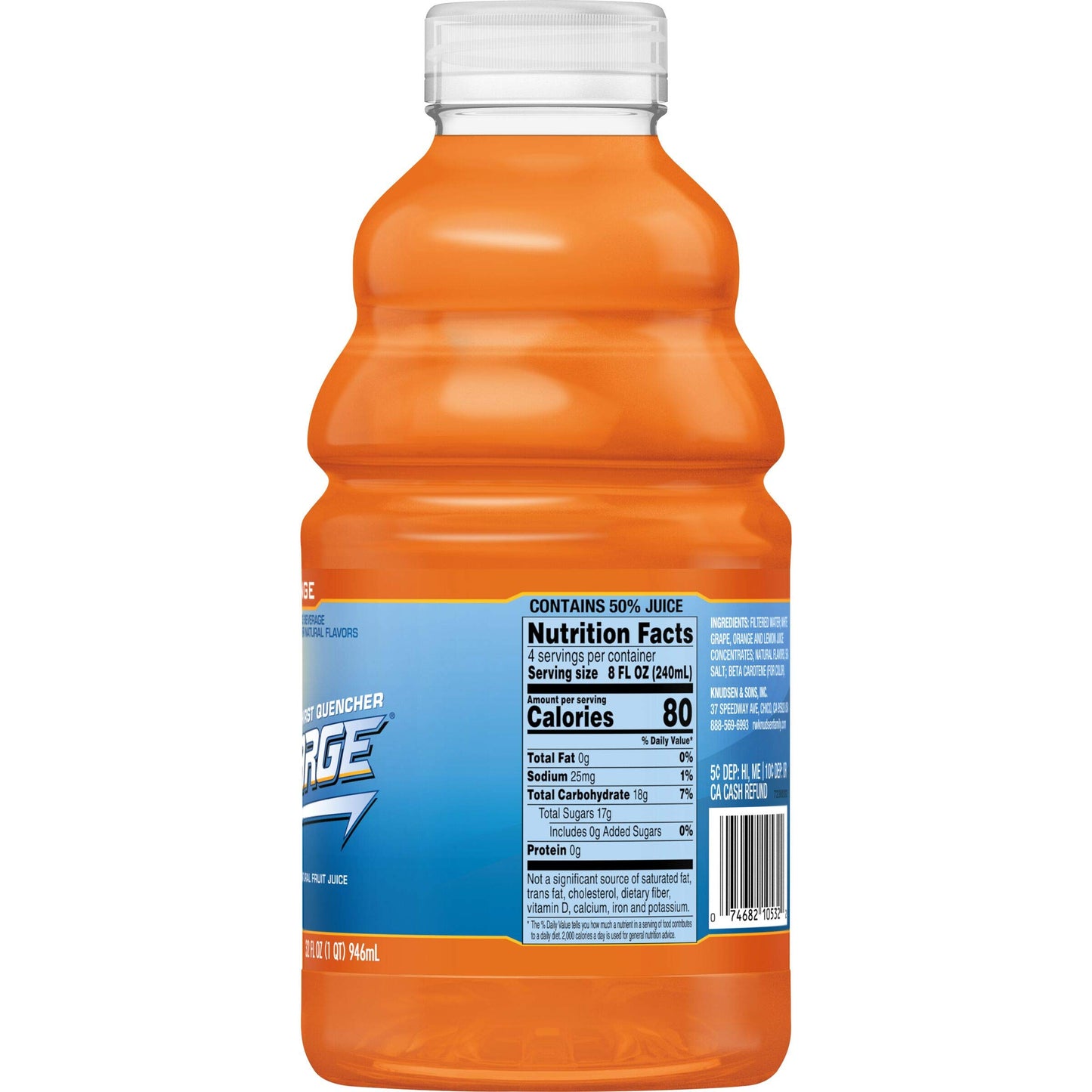 RW Knudsen Recharge Orange Sports Drink with Electrolytes 32 fl oz Pack of 6