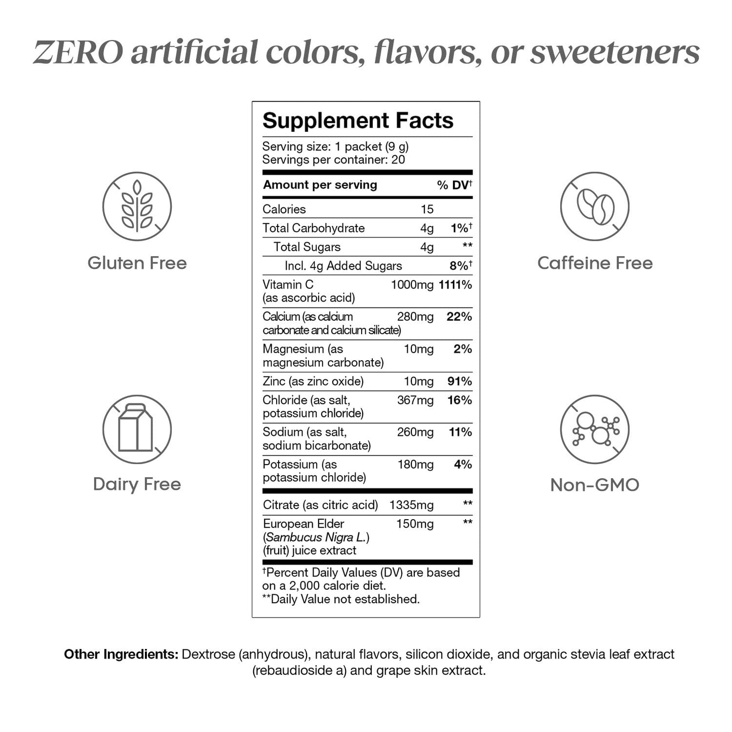 Hydralyte Electrolytes Plus Immunity, Elderberry - Low Sugar Rapid Rehydration Powder - Lightly Sparkling Electrolyte Powder Packets with 1,000mg Vitamin C and 300 mg Elderberry (8oz Serve, 20 Count)