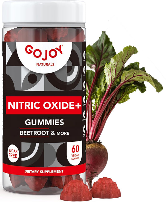 GOJOY NATURALS Vegan Sugar Free Nitric Oxide Gummies with Beet Root, L-Citrulline, Hawthorn Berry, Pine Bark - Nitric Oxide Supplements for Men & Women (60 Count)
